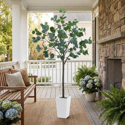 Aveyas 7ft Artificial Olive Tree for Home Decor, 7 Feet Large Faux Plant Fake Skinny Silk Trees with Pot for Indoor Outdoor House Living Room Office (7 ft Tall Including Raised Pot)