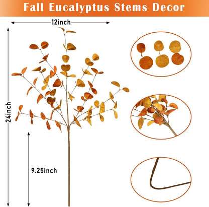Bessol Artificial Eucalyptus Stems 24'' 5Pcs Fake Plants Greenery for Vase, Faux Eucalyptus Stems for Home Decor, Bathroom, Office, Coffee Table & Farmhouse Centerpiece Decorations