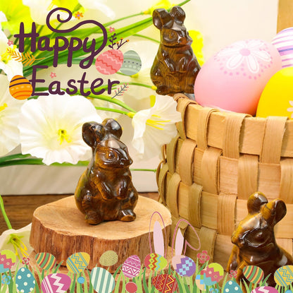 DUQGUHO Bunny Decor Easter Rabbit Decor Crystals Easter Gifts Decoration Bunny Statue Amethyst Crystals Figurines Bunny 1.5’’