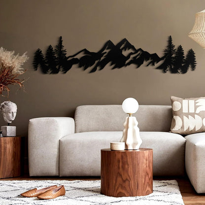 Metal Mountain Wall Art - 42 Inch Long, Mountain Wall Decor for Living Room, Bedroom