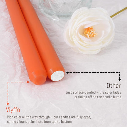 Viyffo Taper Candles, 12 Inch, 12 Pack, Brown – Unscented, Smokeless Design, Up to 8-Hour Burn – Tall Candlesticks for Table Decor, Weddings & Dinners
