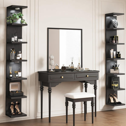 Fixwal Wall Decor 7 Tier Wall Shelf Unit Floating Shelves with LED Lights Lack Shelf for Home Organizer Display White