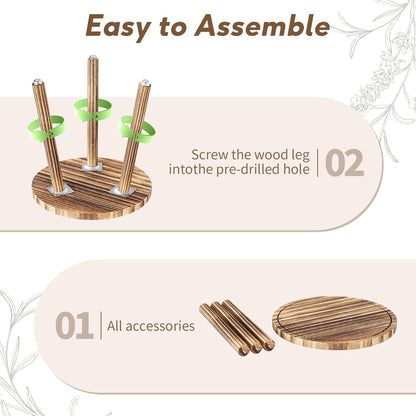 Uneedem Plant Stand Indoor - 3-Pack Taller Single Wood Plant Stand for 6-12 Inch Pots, Mid-Century Modern Plants Stool for Large Plants, Small Round Wooden Planter Table for Living Room, Balcony