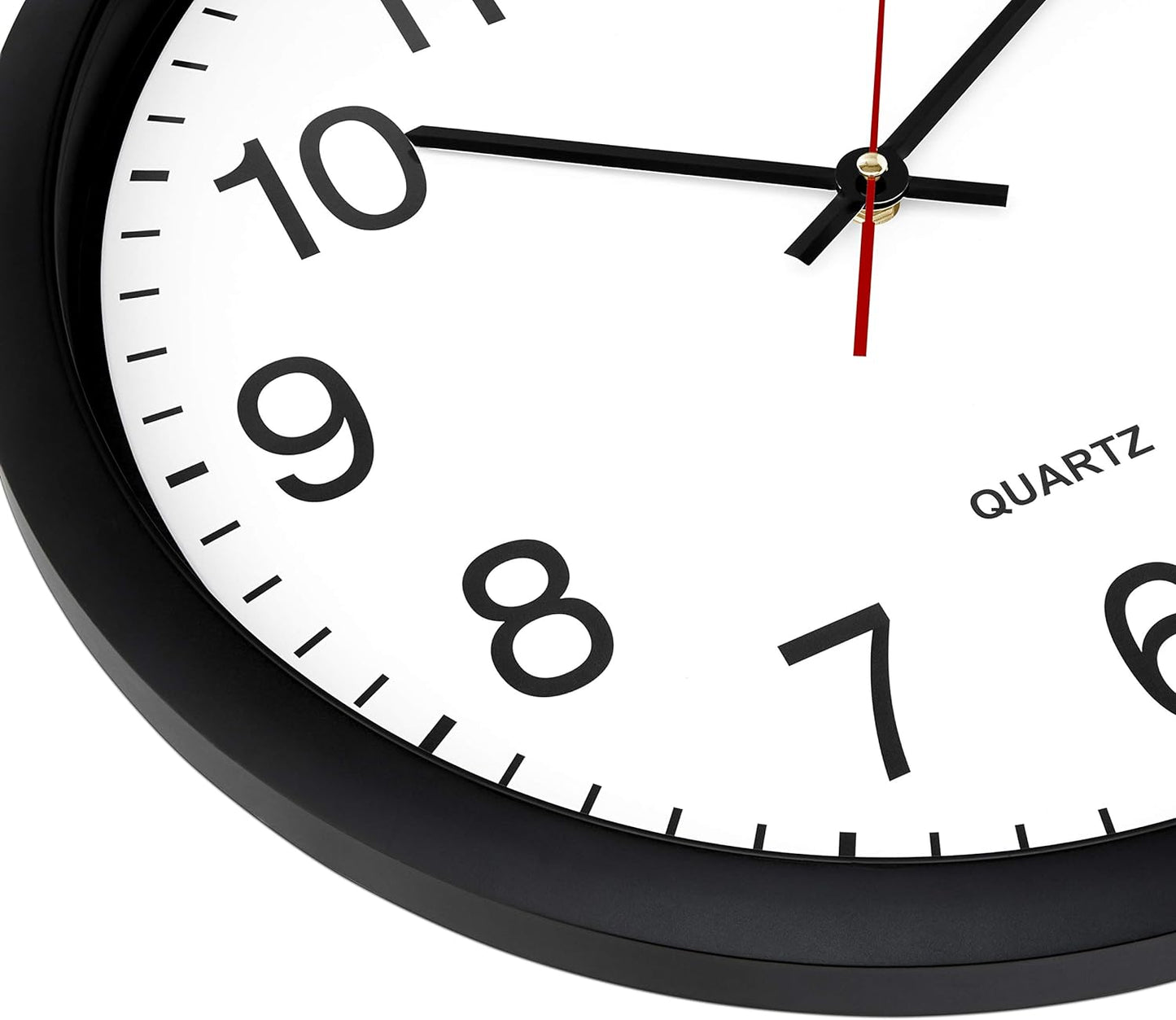 Bernhard Products Black Wall Clock Silent Non Ticking 10 Inch Quality Quartz Battery Operated Round Easy to Read Home/Office/Kitchen/Classroom/School Clock Sweep Movement