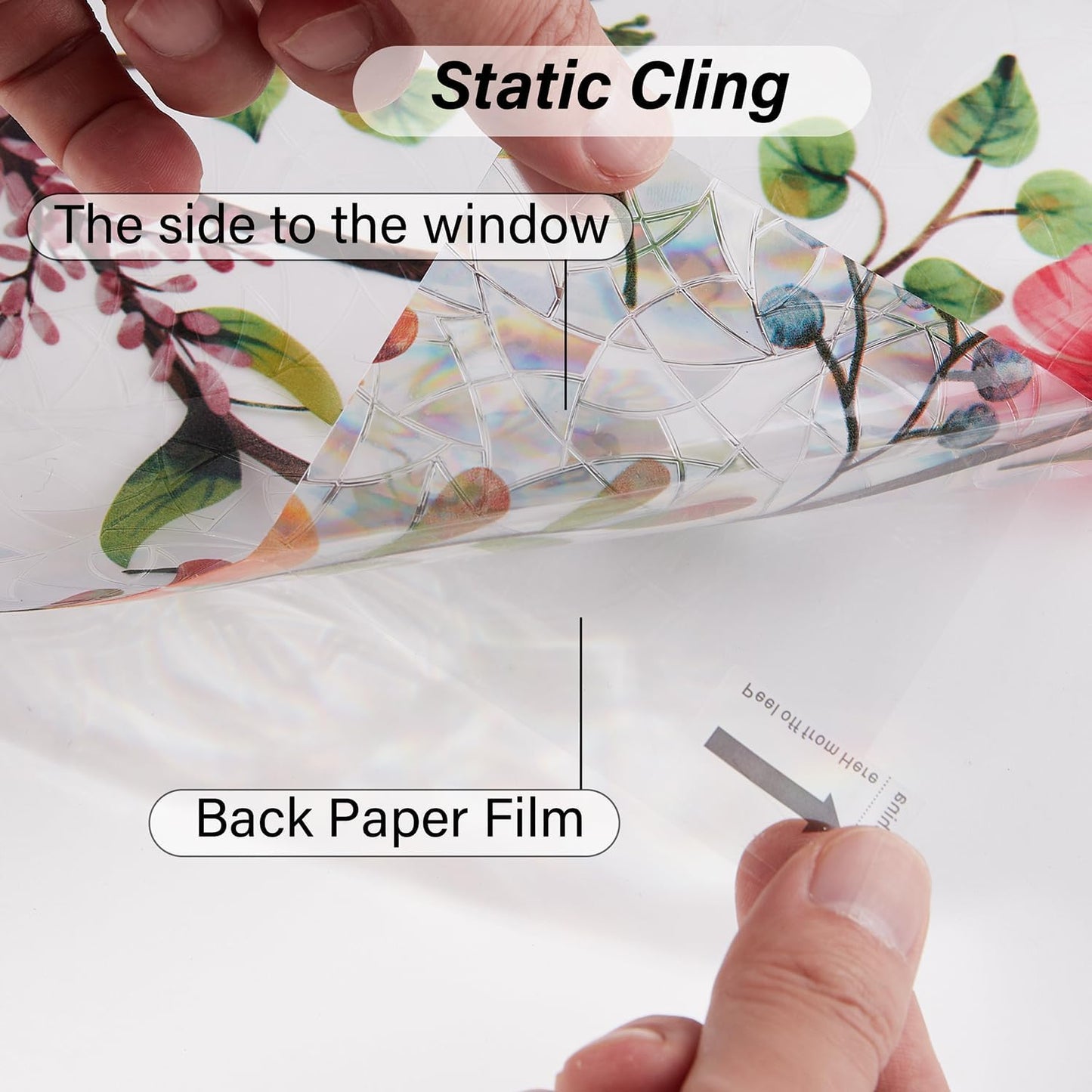 Ranzdn Window Privacy Film - Stained Glass Window Film Static Cling UV & Heat Blocking Rainbow Window Film for Glass Doors, Bedroom Windows - No Glue Premium Vinyl (Easy Install, 17.5"×78.7")