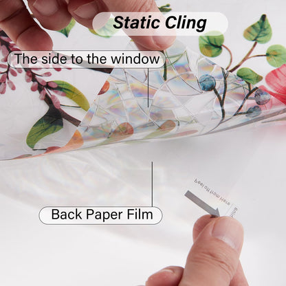 Ranzdn Window Privacy Film - Stained Glass Window Film Static Cling UV & Heat Blocking Rainbow Window Film for Glass Doors, Bedroom Windows - No Glue Premium Vinyl (Easy Install, 17.5"×78.7")