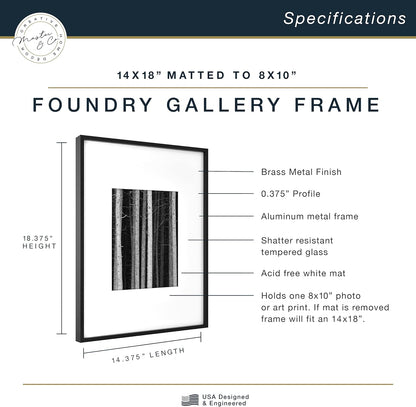 MCS Master & Co. Foundry Metal 18x18 Matted Picture Frame with 8x8 Photo Display, Black Vertical & Horizontal Wall Hanging Frame for Photos & Artwork (1-Pack)