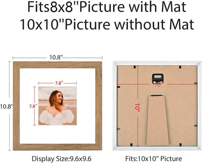 12x12 Picture Frame Set of 9, Display Pictures 8x8 with Mat or 12x12 without Mat, Multi Collage Gallery Square Photo Frames for Wall or Tabletop, Black