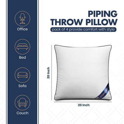 Utopia Bedding Throw Pillow Inserts (Pack of 4, White), 18 x 18 Inches Decorative Indoor Pillows for Sofa, Bed, Couch, Cushion Sham Stuffer