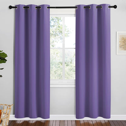 NICETOWN Halloween Pitch Black Solid Thermal Insulated Grommet Blackout Curtains/Drapes for Bedroom Window (2 Panels, 42 inches Wide by 63 inches Long, Black) - Colors D