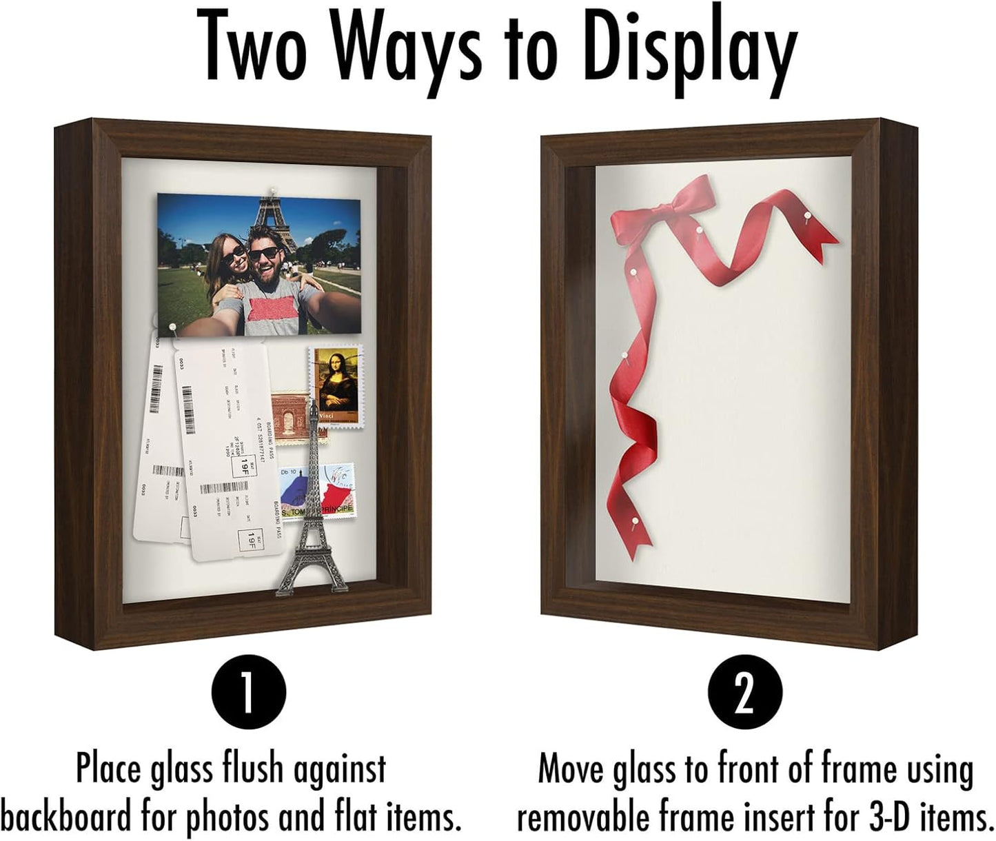 Americanflat 12x16 Shadow Box Frame with Polished Plexiglass - Silhouette Collection - Large Shadow Box Display Case for Tabletop and Wall Display - Black with Soft Felt Back
