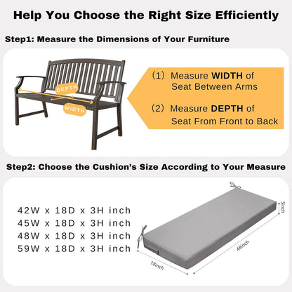 idee-home Outdoor Bench Cushion Waterproof, Bench Cushions for Outdoor Furniture, Patio Porch Swing Replacement Seat Pad with Ties for Garden Backyard, 48 x 18 Inch Red
