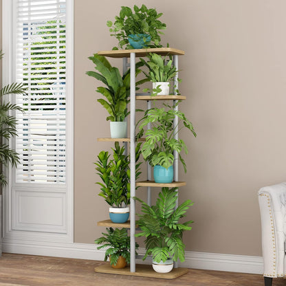 LINZINAR Plant Stand Indoor 4 Tier 5 Potted Multiple Plant Shelf Stands for Garden Corner Balcony Living Room Black