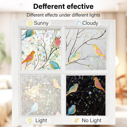 Ranzdn Window Privacy Film - Stained Glass Window Film Static Cling UV & Heat Blocking Rainbow Window Film for Glass Doors, Bedroom Windows - No Glue Premium Vinyl (Easy Install, 17.5"×78.7")