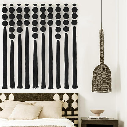 IOWER Macrame Wall Hanging 27" W x 31" L Boho Wall Decor Sphericity Cotton Textile Wall Hanging Art Fiber Yarn Art Handmade Detachable Assembly