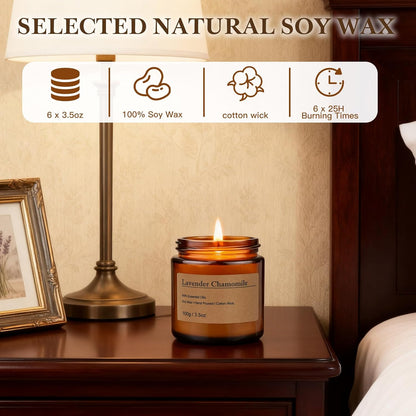 6-Pack Scented Candles for Home, 3.5 Oz Soy Wax Candles Gift Set with Lavender Chamomile & Eucalyptus Mint for Brithday Gifts Women, Mothers Day