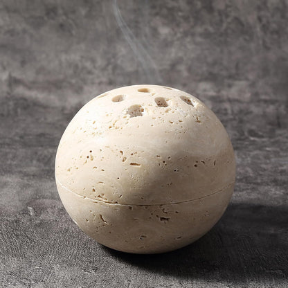 Koville Natural Marble Incense Holder, Incense Holder for Sticks with 9 Holes, Handmade Incense Burner Ash Catcher for Meditation Yoga SPA, Balsam Fir/Palo Santo/Sage/Cone (Green)
