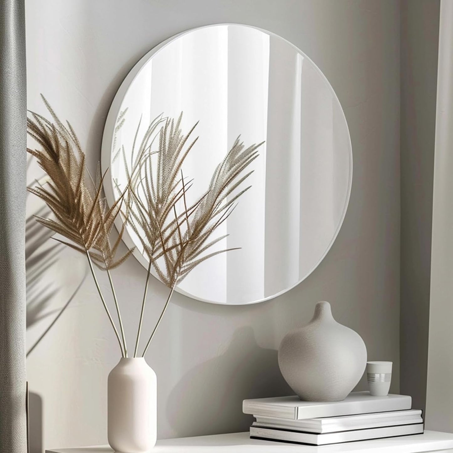 Sunniry Black Round Mirror, Round Mirror 24 inch, Black Circle Mirrors Matte Metal Frame, Wall Mounted Mirrors for Living Room, Bathroom, Wall, Entryway.
