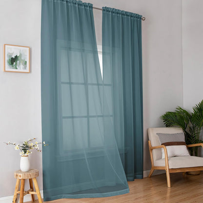 OWENIE Sheer Curtains 84 inches Long 2 Panels Set for Living Room/Bedroom, Rod Pocket Voile Sheer Panel Drapes, White, 2pcs, Each 42" W x 84" L - Colors A