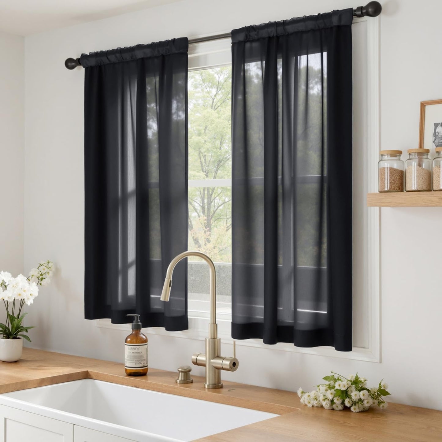 MIULEE White Sheer Curtains 84 Inches Long, 4 Panels Set, Light Filtering Rod Pocket Voile Drapes for Living Room and Bedroom, Airy Soft Fabric Window Treatments, 42 x 84 Inches