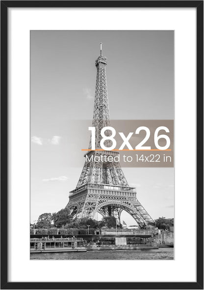upsimples 8x10 Picture Frame, Display Pictures 5x7 with Mat or 8x10 Without Mat, Wall Hanging Photo Frame, Black, 1 Pack - Colors A