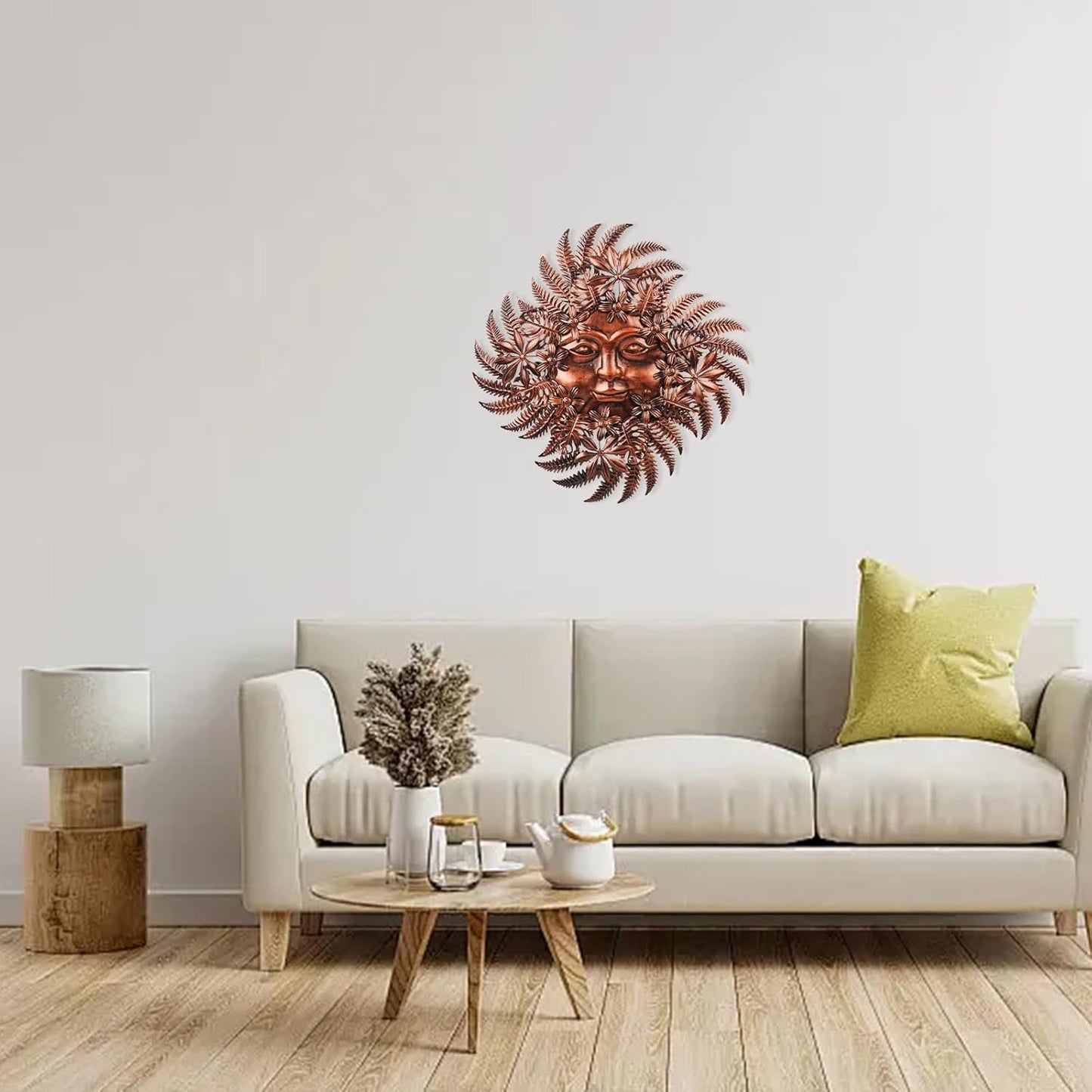 Large Metal Sun Wall Decor Outdoor, 27 Inch Sun and Moon Decor Metal Wall Art, 3D Sun Wall Decor for Patio Garden Yard Fence Bedroom Living Room Decoration