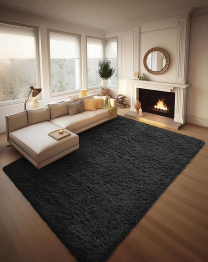 Ophanie Round Rugs 5Ft Ivory Circle Area Rug, Nursery Room Decor, Christmas Aesthetic Bedroom Home Circular Carpet 5 Foot, Fluffy Fuzzy Shag Plush Cream Living Room Rugs for Kids Boys Girls Teen Baby