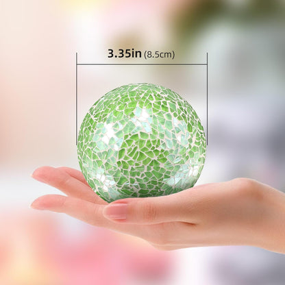 3Pcs Mosaic Glass Orbs Decorative Balls Set 8.5cm/3.35inch Blue Sphere Wedding Party Home Decor Table Centerpiece