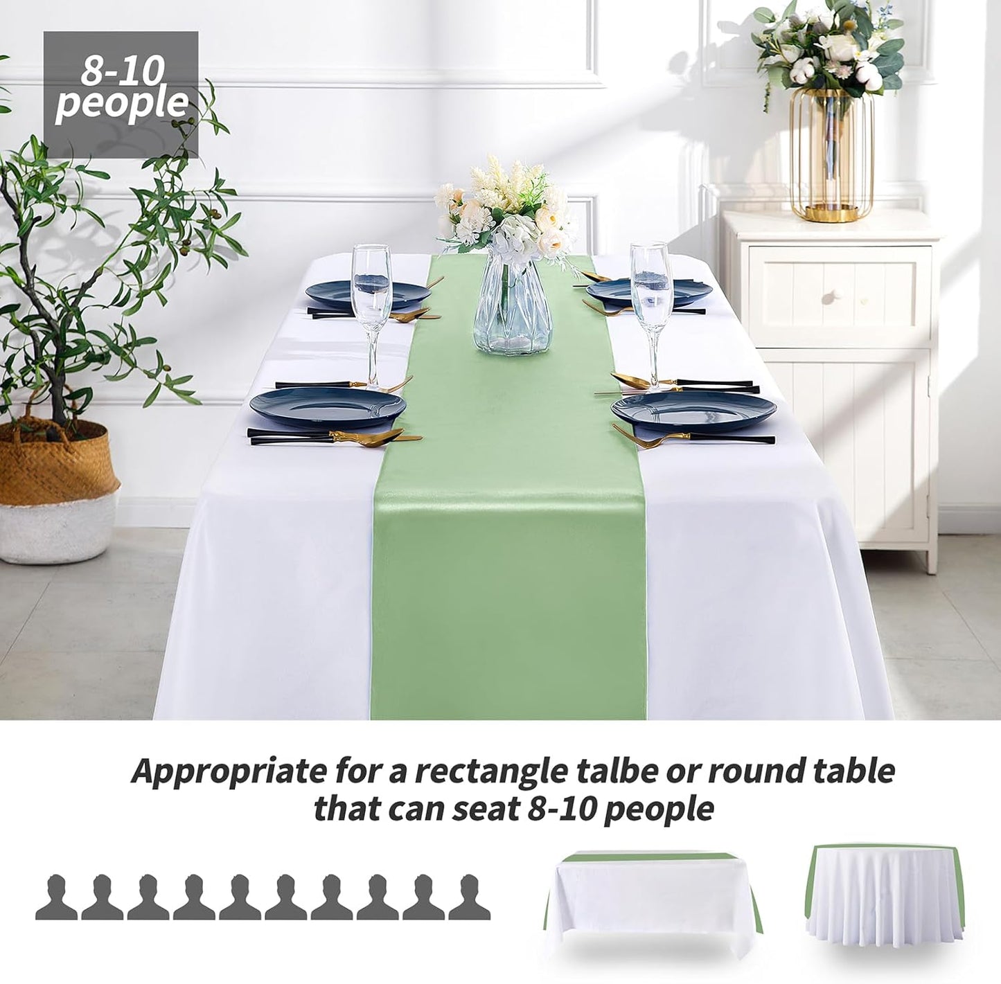 SiinvdaBZX 4 Pcs Royal Blue Satin Table Runner 12 x 108 inches Long, Bright Smooth Satin Wedding Table Runner Decorations for Birthday Parties, Buffet, Banquets, Graduations, Engagements