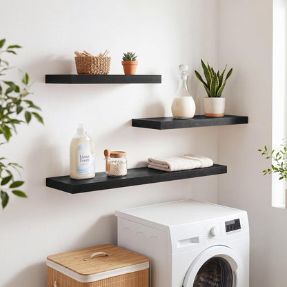 RICHFOCUS 72Inch Floating Shelves for Wall 2 Pack Shelves for Bedroom|Kitchen|Bathroom Wall Mounted Rustic Wood Floating Shelf with Invisible Brackets for Books|Storage|Decor, Rustic Brown