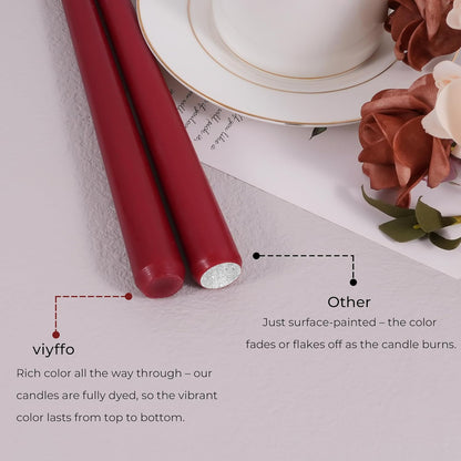 Viyffo Taper Candles, 10 Inch, 4 Pack, Olive Glow – Unscented, Dripless & Smokeless Design, Up to 8 Hour Burn – Long Tall Taper Candlesticks for Wedding, Dinner & Home Decor