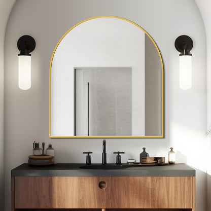 FICTOR Bathroom Mirror for Wall, Arched Vanity Bathroom Mirror for Over Sink, Metal Framed with HD Shatter-Proof Glass for Entryway, Living Room,Bedroom(2 Pack 24” x 36”, Black)