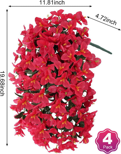 Artificial Flowers for Outdoors – 2 Bundles of UV-Resistant Artificial Bougainvillea, Realistic Silk Flowers for Front Porch, Patio, Garden, Window Boxes & Hanging Baskets (Hot Pink, 2)