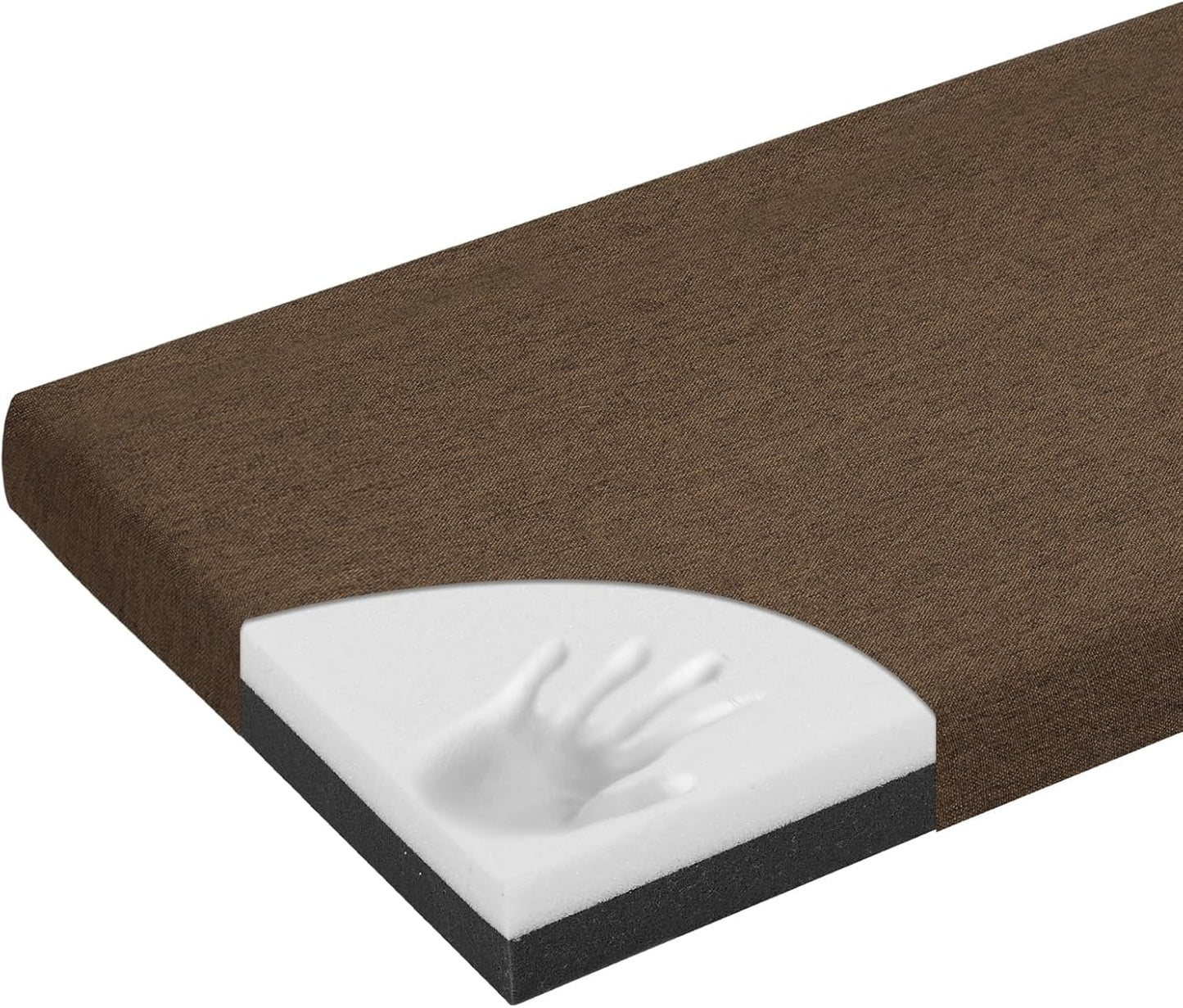 baibu 48 Inch Bench Cushion, Dual-Layer Design Memory Foam Indoor Bench Cushion, Non-Slip Standard Size Rectangle Seat Pad with Ties, 48x16x2Inch, Beige
