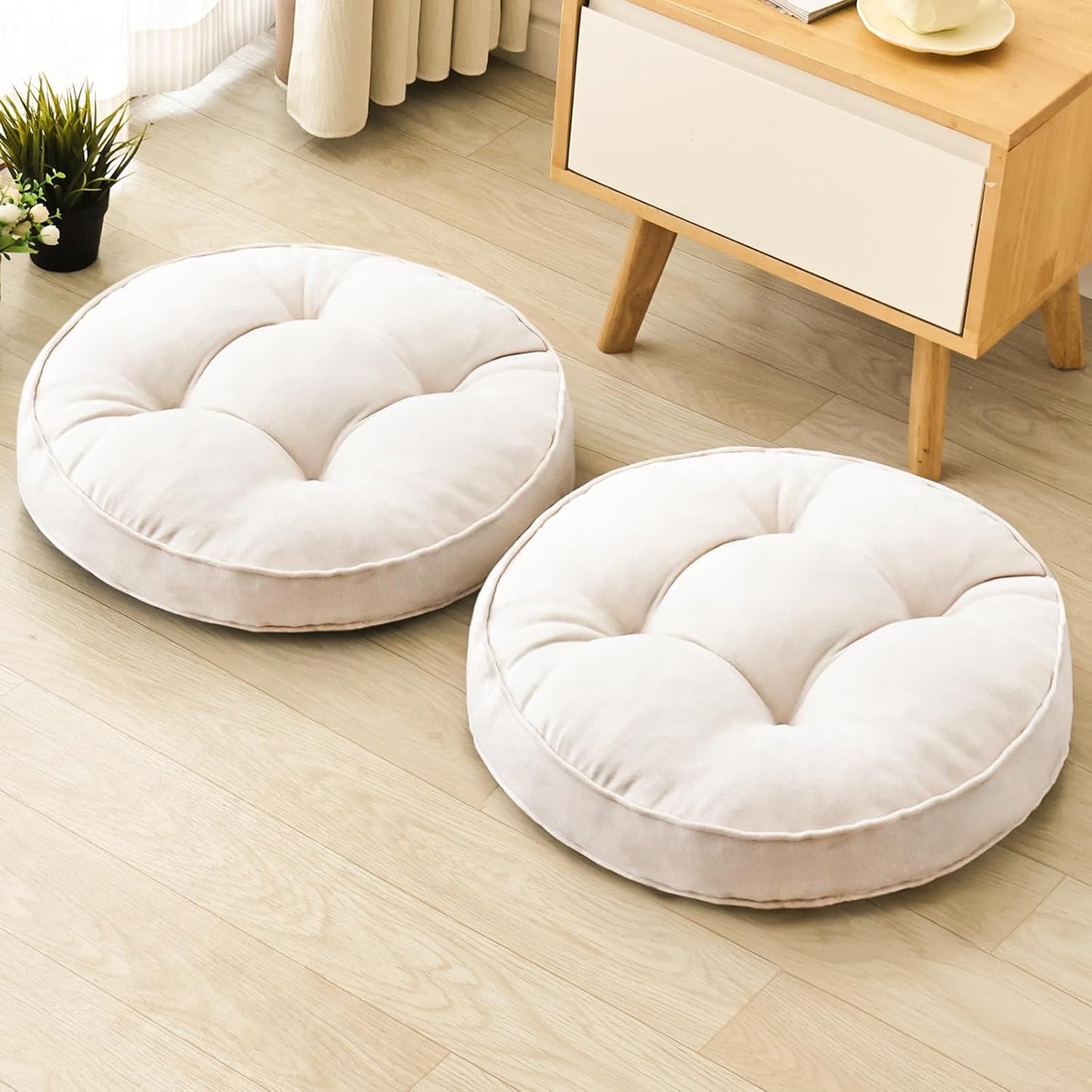 1 MIDDLE ONE Floor Pillow Set of 2, Memory Foam Floor Cushions for Adults, Large Meditation Pillow for Sitting, 22 x 22 Inches (Square | Grey)