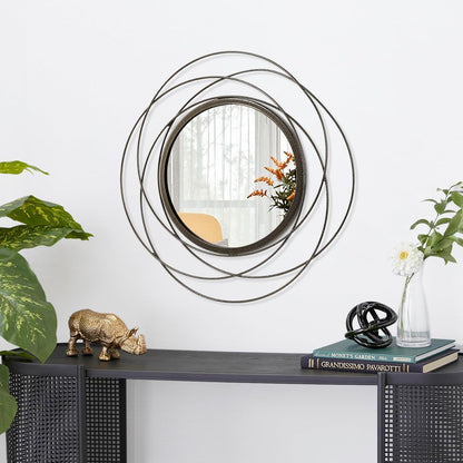 Gold Sunburst Mirrors for Wall Decorative Metal Round Art Mirrors Large Wall Decor Hanging Mirror for Bathroom Bedroom Living Room Vanity Entryway 16"