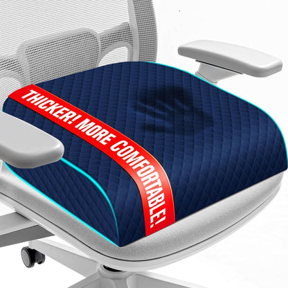 Seat Cushion, Memory Foam Chair Pad for Sciatica & Hip Pain Relief, Non-Slip Cushion for Office, Home, Car, Large Desk Chair Cushion, Washable Cover & Handle, Large, Black