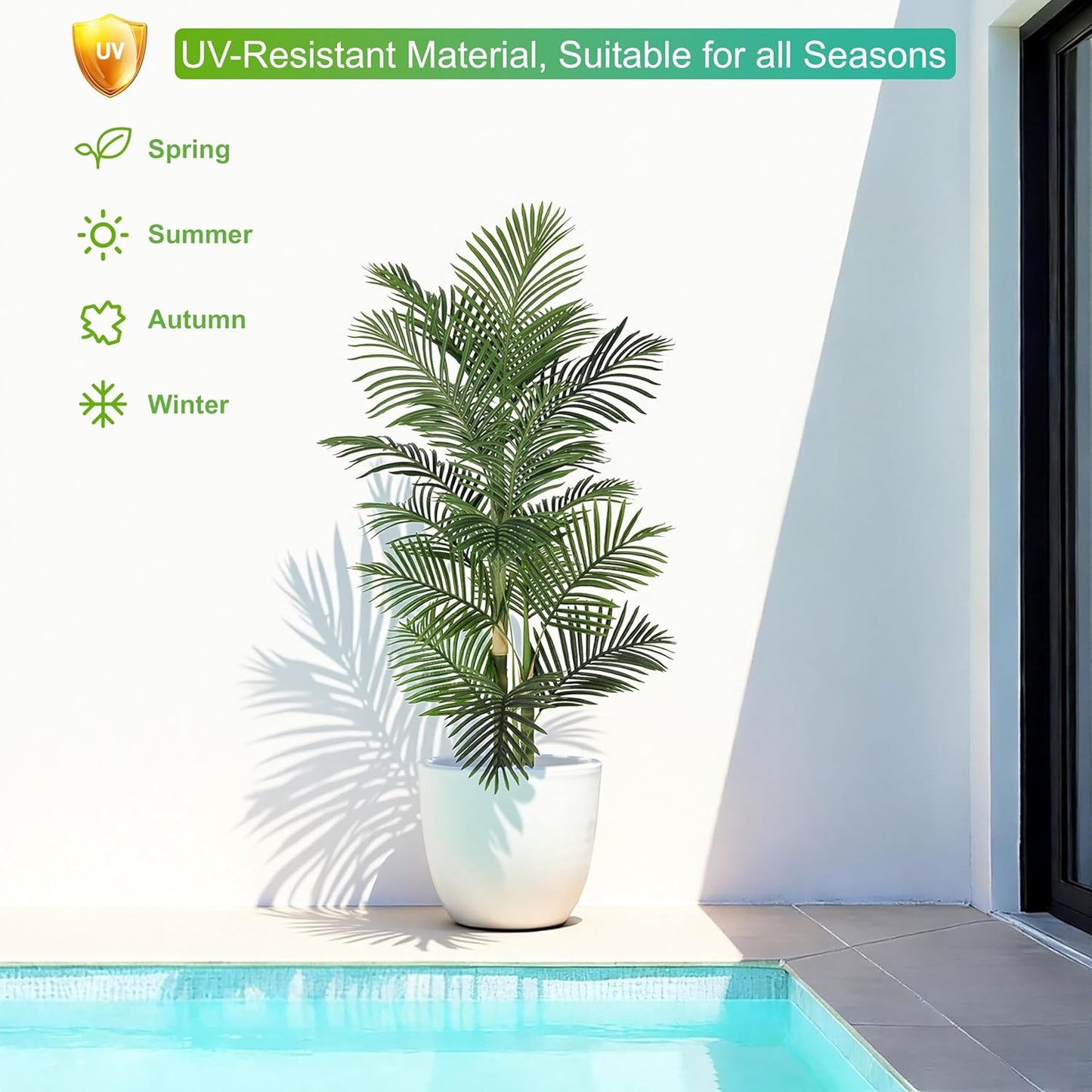 Nafresh 8ft Tall UV Resistant Faux Palm Tree, 96in Artificial Palm Tree Indoor Outdoor, Fake Tree with Real Bark and Realistic Leaves and for Home House Office Living Room Yard Patio.