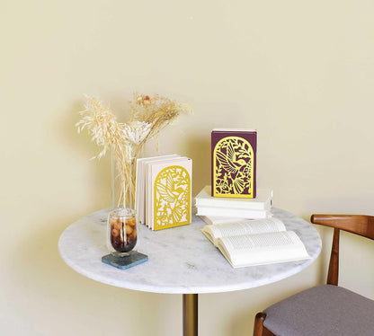 CNK Premium BookEnds - Heavy Duty Metal Book Stoppers for Home Office, Decorative Book Shelf Holders (Hummingbird Black)