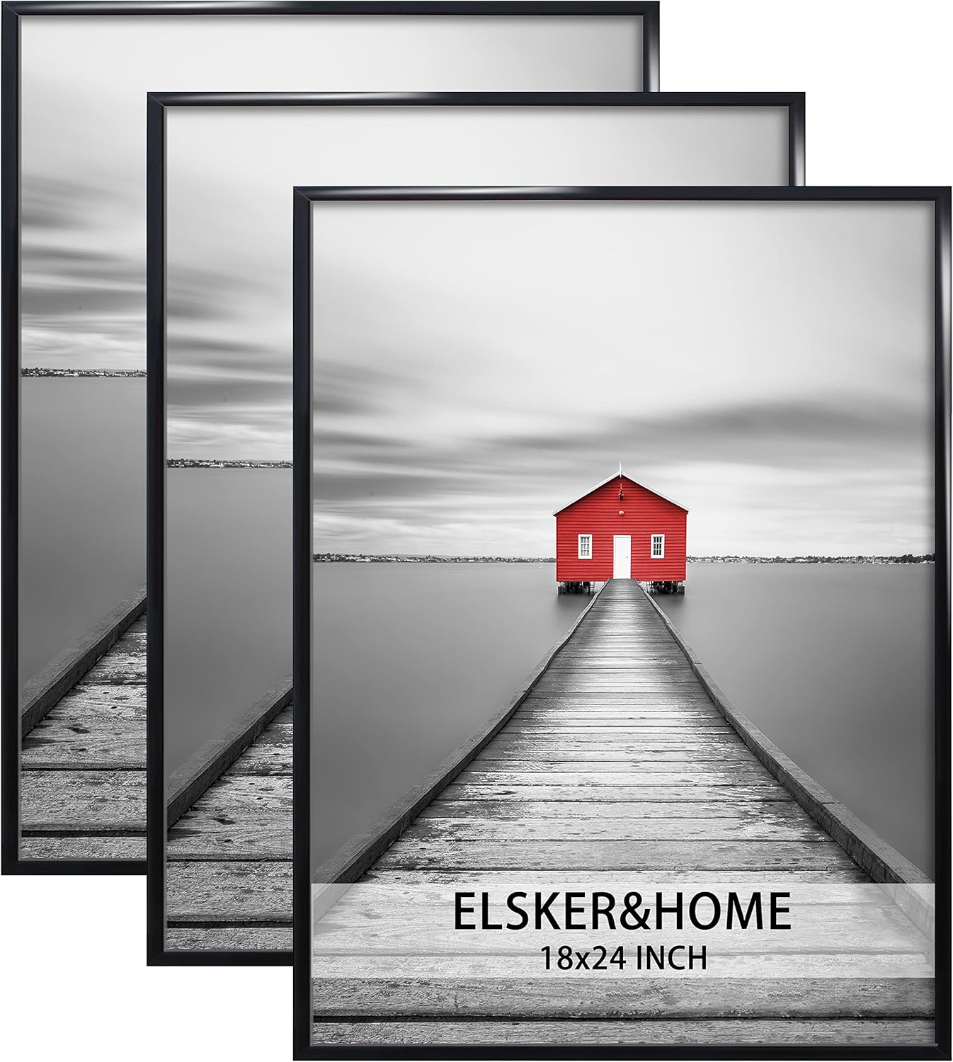 ELSKER&HOME 22.375 x 34 Poster Frame 3 Pack, Black Picture Frame for Horizontal or Vertical Wall Mounting, Sturdy and Scratch-proof