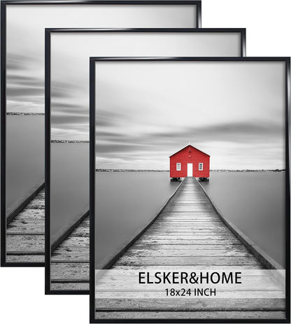 ELSKER&HOME 22.375 x 34 Poster Frame 3 Pack, Black Picture Frame for Horizontal or Vertical Wall Mounting, Sturdy and Scratch-proof