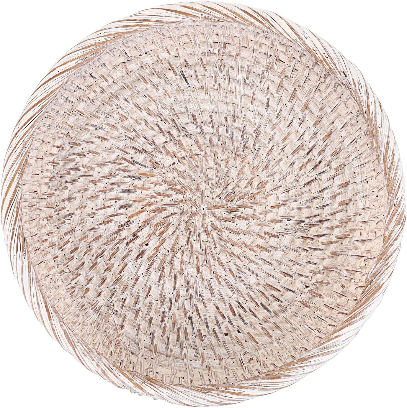 Hipiwe Small Key Basket Bowl for Entryway 7.6" Round Woven Wicker Basket Fruit Serving Tray Woven Basket Wall Decor Rattan Organizer Basket for Keys, Wallet,Whitewash
