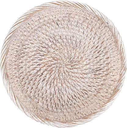 Hipiwe Small Key Basket Bowl for Entryway 7.6" Round Woven Wicker Basket Fruit Serving Tray Woven Basket Wall Decor Rattan Organizer Basket for Keys, Wallet,Whitewash