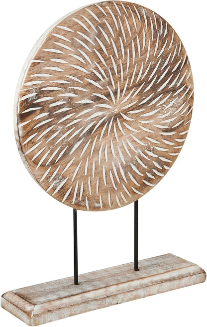 Housewarming Gifts Farmhouse Table Sculpture Home Decor Statue Mandala Carved for Modern Home 10" x 14", Living Room, Fireplace Mantel Shelf, Table and Entryway Decor Stand (Design 1)