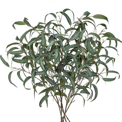 Faux Eucalyptus Stems Willow Eucalyptus Leaves 34” Long Fake Salix Leaves 3 Pcs Artificial Greenery Stems for DIY Bouquet Arrangements Centerpieces Shower Decorations-Artificial Eucalyptus Stems