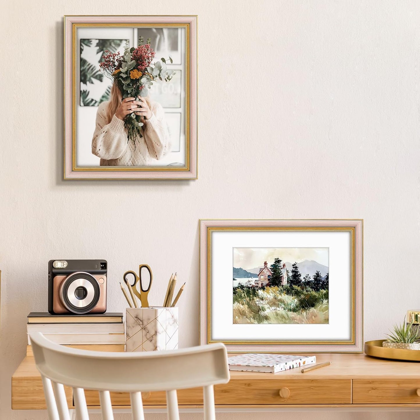 Golden State Art,11x14 Ornate Picture Frame for 8x10 Photo with Mat or 11 x 14 Prints without Mat,Real Glass Wall Display(Color:Green Gold)