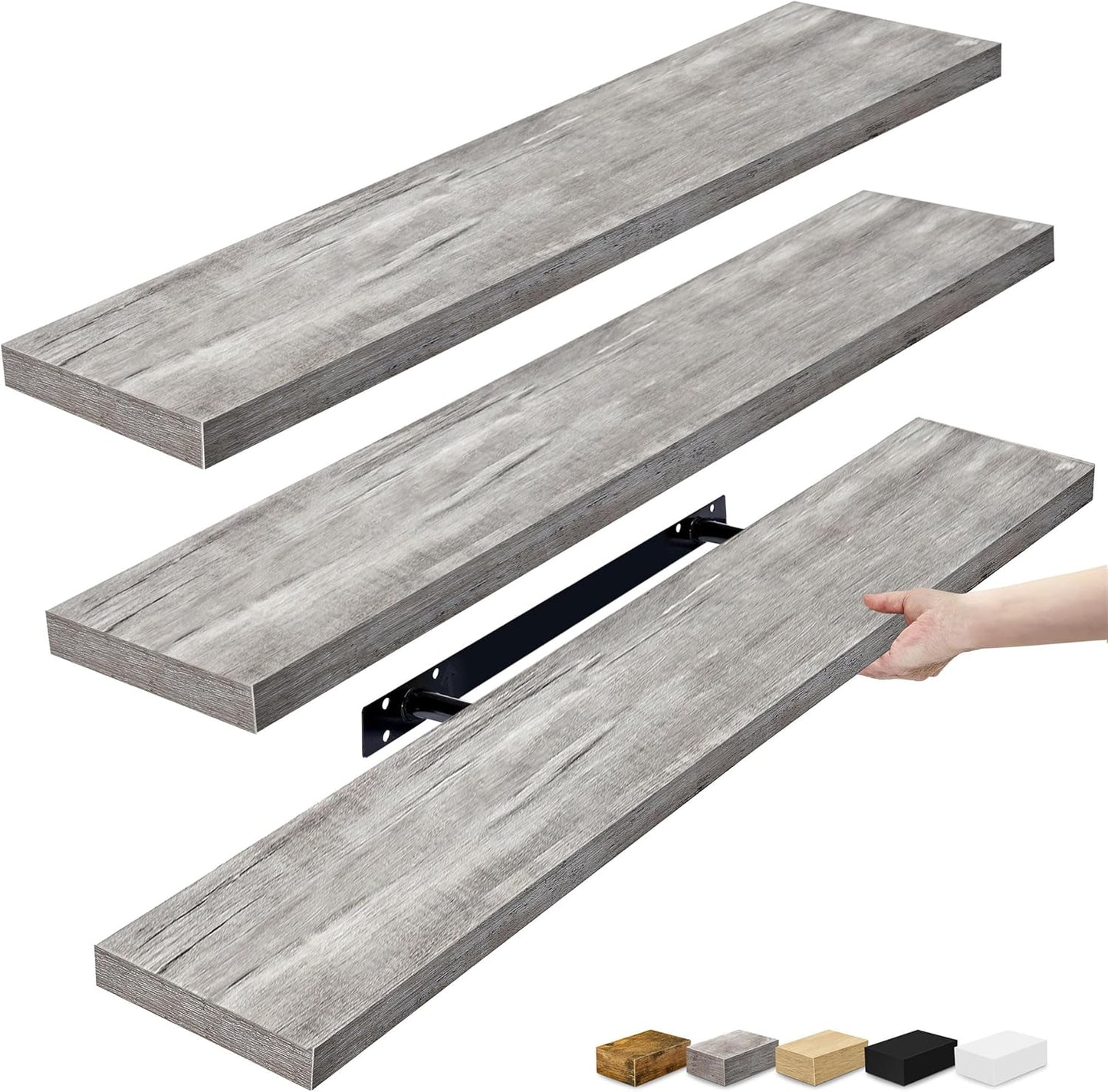 Sorbus Floating Shelves for Wall - 48 Inch Long Bathroom Shelves, Wall Decor for Bedroom, Kitchen, Living Room & Book Storage - Mounted Floating Shelf with Invisible Brackets (Maple Wood, 2 Pack)