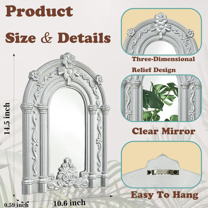 ZEXUIRU 4 Set. Rustic Wall Mirrors for Bedroom Bathroom Living Room Entryway Wood Farmhouse Square Easy to Hang Framed Decorative Accent Hanging Wall-Mounted Mirror Set for Living Room - Black