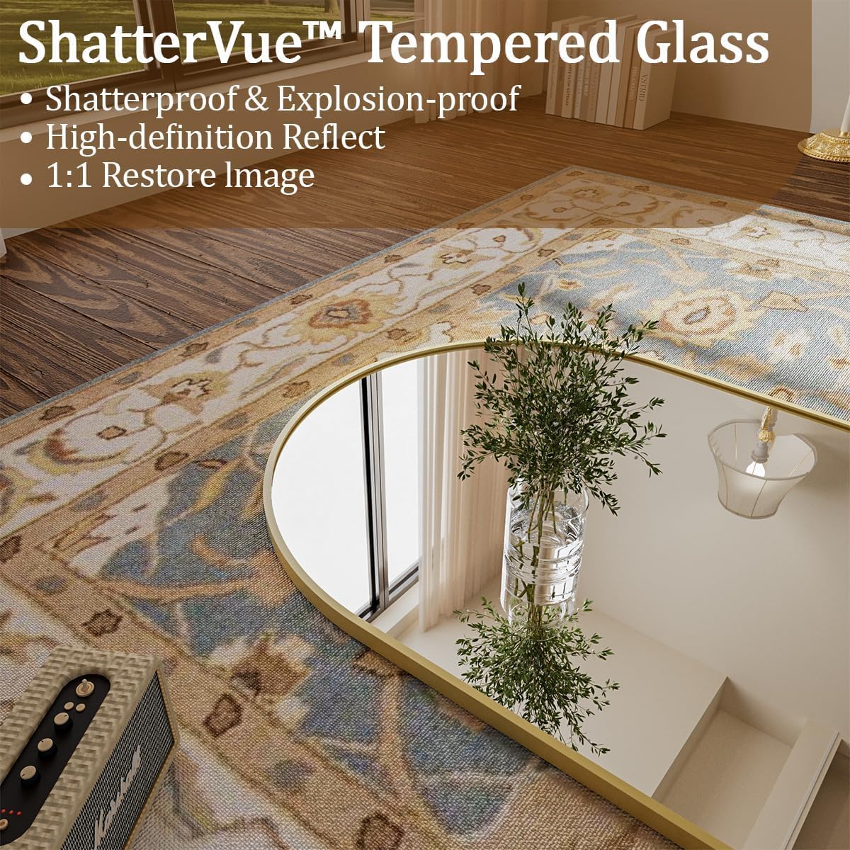 Koonmi 30"x71" Arched Full Length Mirror, Gold Large Floor Mirror with Aluminum Alloy Frame, Standing Hanging or Leaning Wall-Mounted Full Body Mirror for Living Room and Bedroom