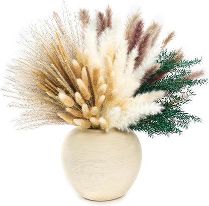 xin's convey 120 PCS Dried Pampas Grass, Dried Flowers, Reed Grass Bouquet for Bohemian Flowers Home Table Wedding Decoration, Rustic Farmhour.(Light Brown)